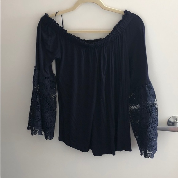 LOFT off the shoulder blouse with lace detail - Picture 1 of 1